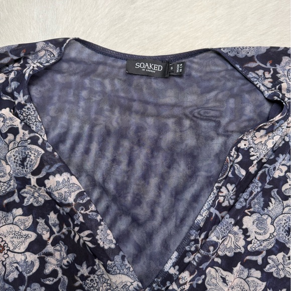 Soaked in Luxury Blue Floral V-Neck Midi Dress - Picture 5 of 5